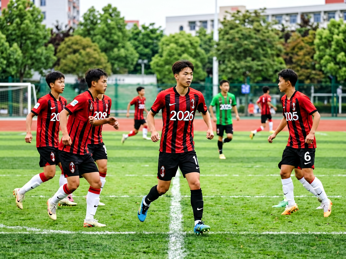 AC米兰青训学院小球员比赛场景，红黑未来之星培养体系